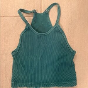 FP Movement by Free People Teal Ribbed Racerback Tank